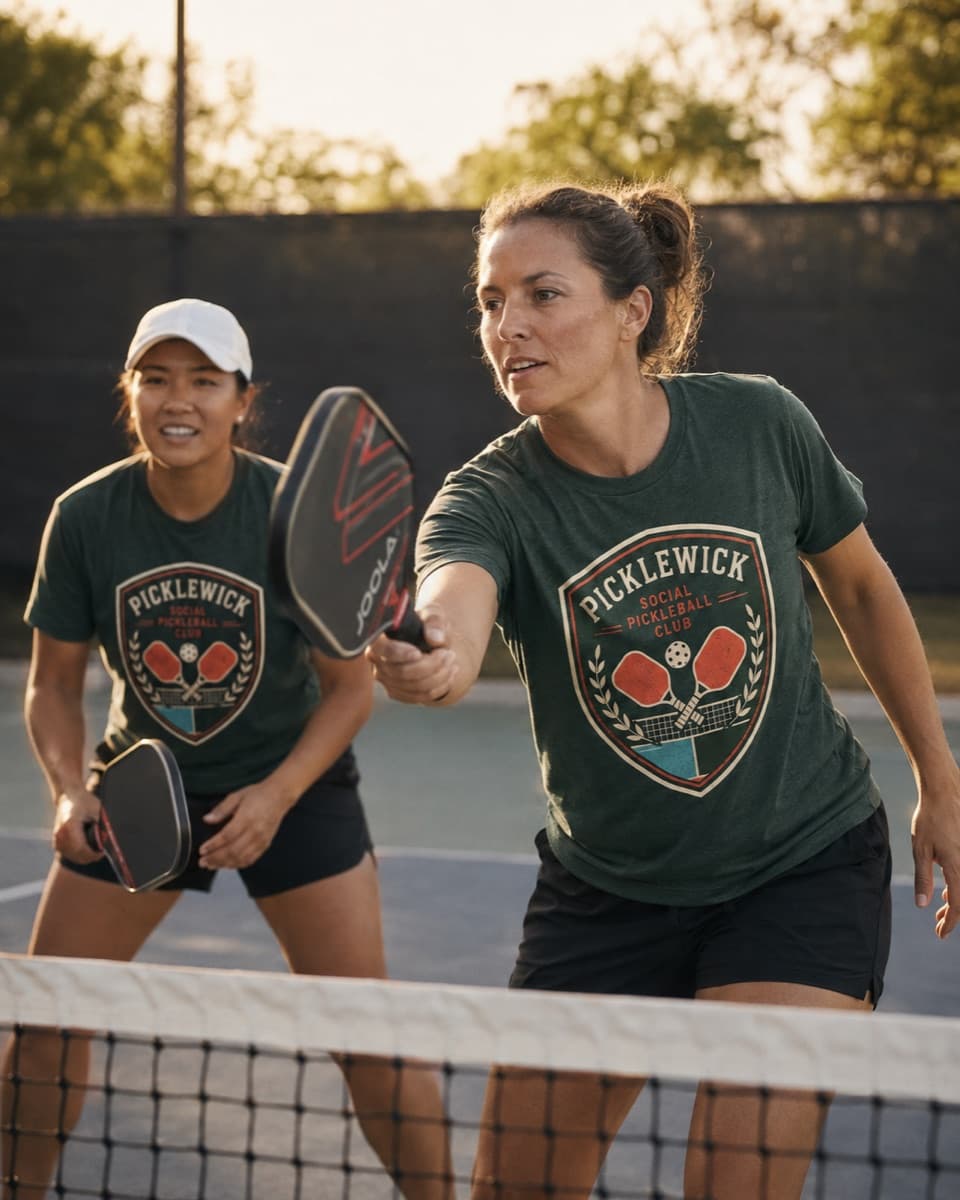 Two friends courtside in Sundink Court Tees