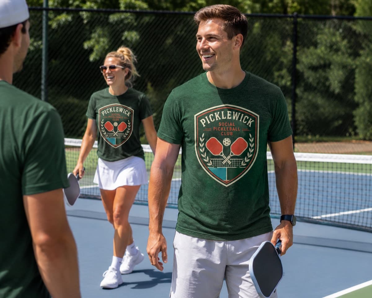 Player mid-rally in the green Sundink Court Tee